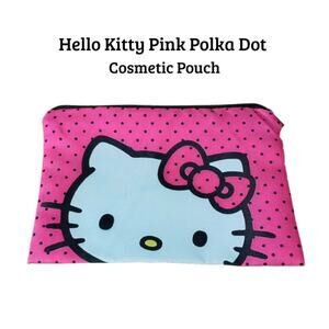 Hello Kitty Pink Polka Dot Cosmetic Pouch Makeup Bag - New Kawaii Sanrio